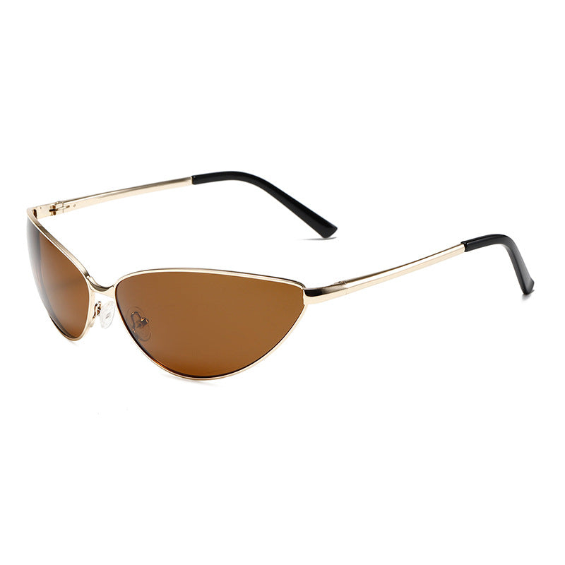 Polarized Metal Cat Eye Sunglasses for Women | Y2K Retro Futuristic Shades with Spring Hinges | UV400 Vintage Eyewear