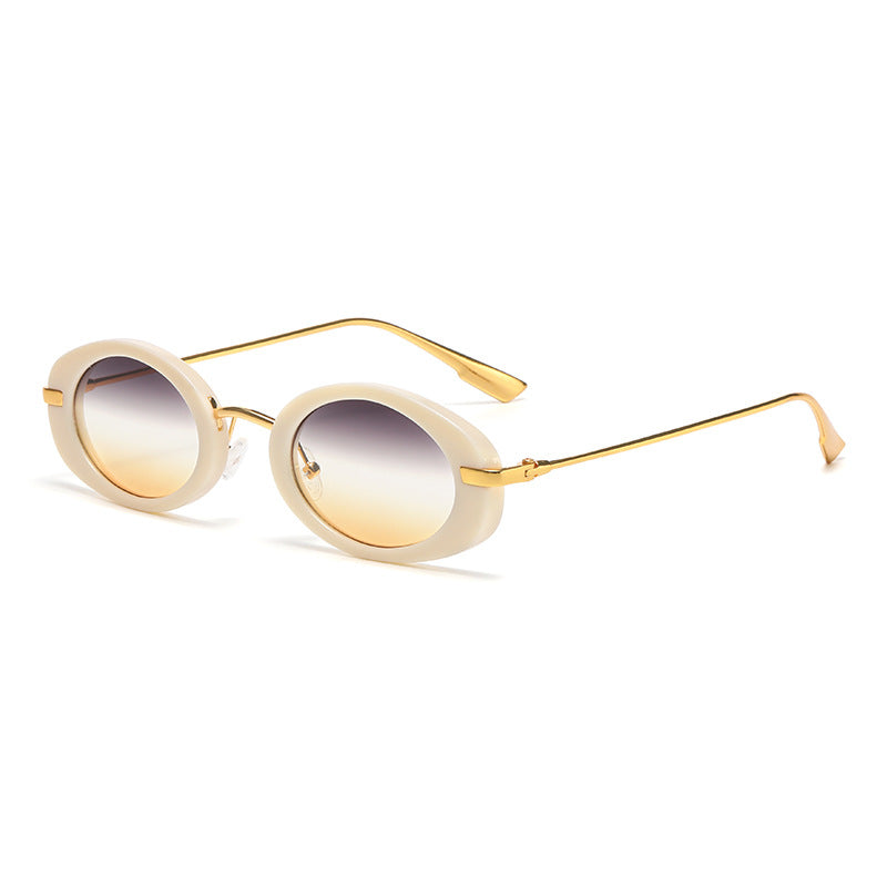 Fashion Oval Frame Sunglasses for Women – Retro European Style UV Protection Shades, Trendy Personality Vintage Sun Glasses