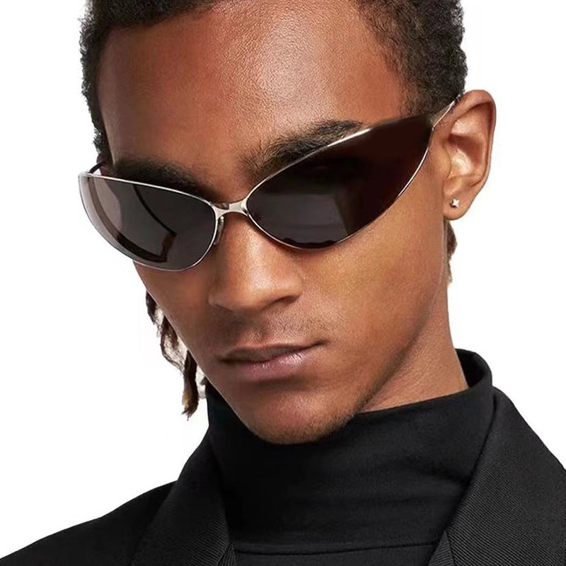 Polarized Metal Cat Eye Sunglasses for Women | Y2K Retro Futuristic Shades with Spring Hinges | UV400 Vintage Eyewear