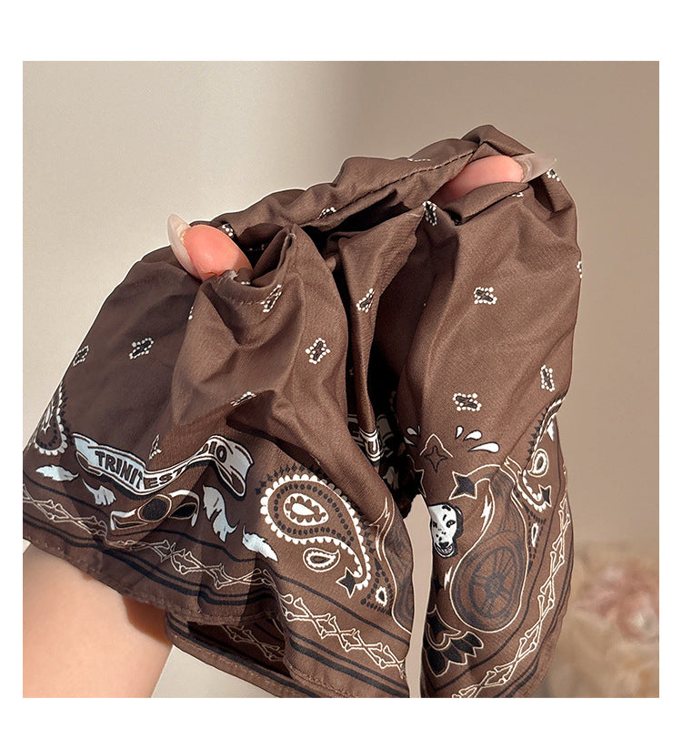 Vintage Scarf Scrunchie – New Silk Ribbon Ponytail Holder, Retro Square Hair Tie, Fashion Hair Accessory for Women