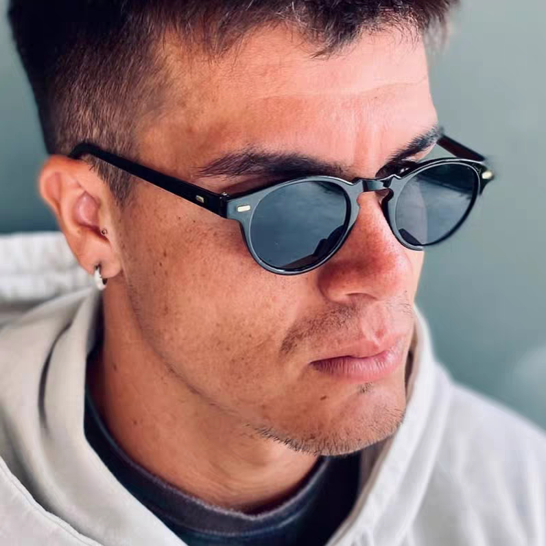 Korean Style Oval Stud Sunglasses – Fashion Retro UV Protection Shades, Unisex High-End Trendy Oval Frame Sun Glasses for Men and Women