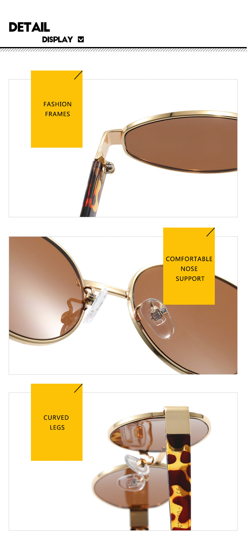 Vintage Oval Brown Sunglasses – High-End Metal Frame Retro Chic UV400 Eyewear for Women & Men