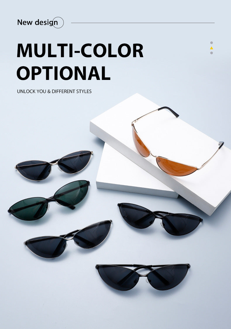 Polarized Metal Cat Eye Sunglasses for Women | Y2K Retro Futuristic Shades with Spring Hinges | UV400 Vintage Eyewear