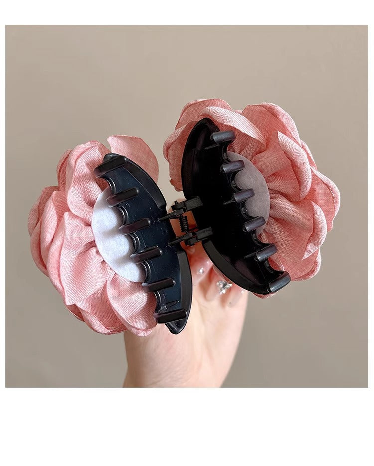 Blue Rose Flower Hair Claw Clip for Women – Floral Shark Clip, Large Hair Accessory for Vacation, Daily Wear, and Elegant Hairstyles