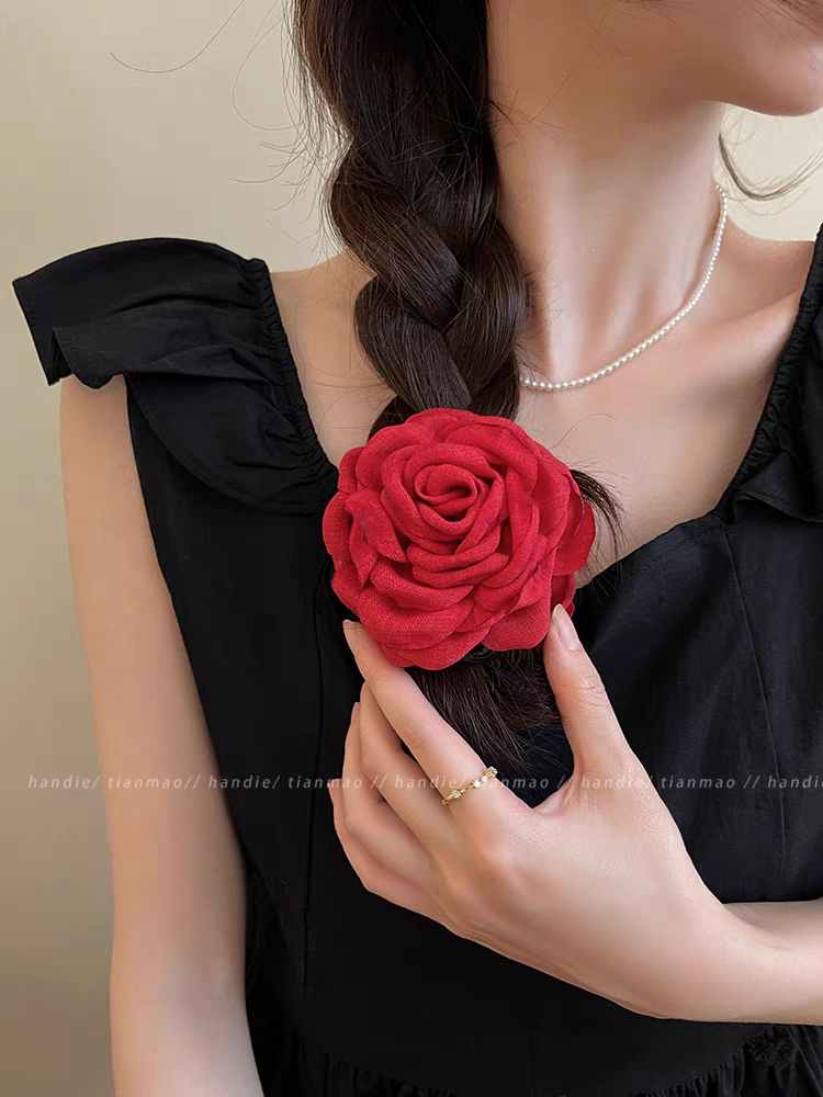 Blue Rose Flower Hair Claw Clip for Women – Floral Shark Clip, Large Hair Accessory for Vacation, Daily Wear, and Elegant Hairstyles