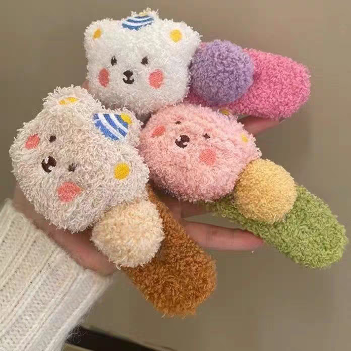 Plush Teddy Bear Hair Claw Clip for Girls – Cute Pudding Bear Alligator Clip, Large Fluffy Hair Accessory for 2025 Trendy Hairstyles