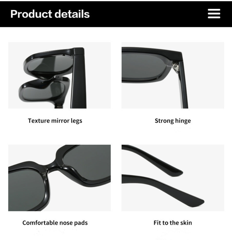 Women’s Fashion Square Sunglasses 2025 – Celebrity Style Streetwear Shades with Double Heart Detail, Retro Trendy UV Protection Eyewear