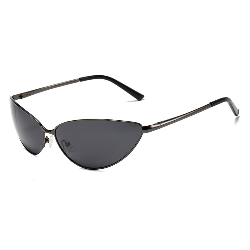 Polarized Metal Cat Eye Sunglasses for Women | Y2K Retro Futuristic Shades with Spring Hinges | UV400 Vintage Eyewear
