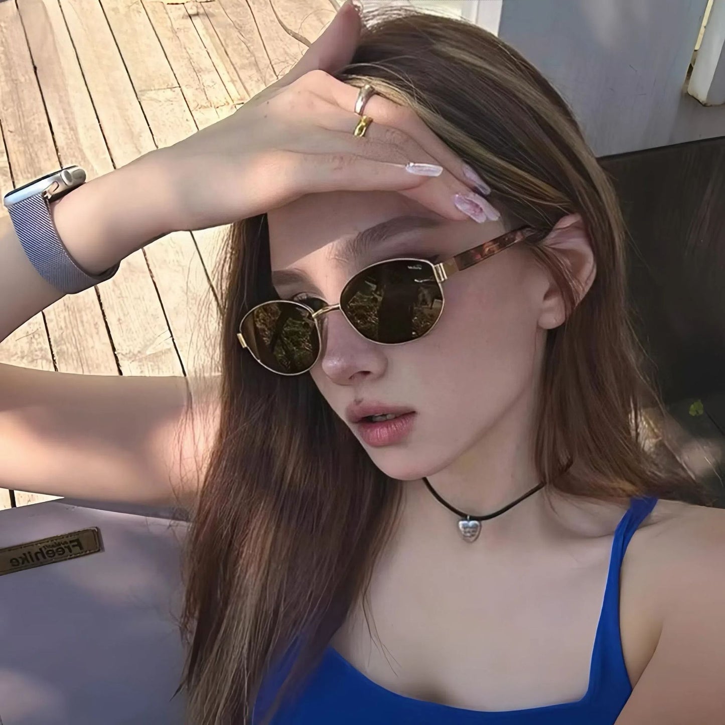 Vintage Oval Brown Sunglasses – High-End Metal Frame Retro Chic UV400 Eyewear for Women & Men