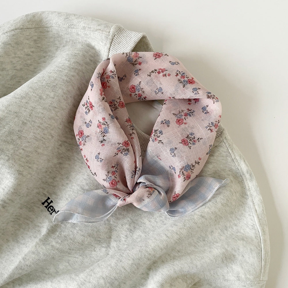 58cm Cotton Linen Small Square Scarf for Women – Lightweight Neck Scarf, Spring Summer Autumn Fashionable Headband & Neck Wrap, Artistic Style