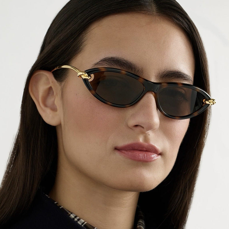 Cat Eye Sunglasses for Women – New Knot Rope Metal Temple Design, Stylish Vintage Shades with UV400 Protection