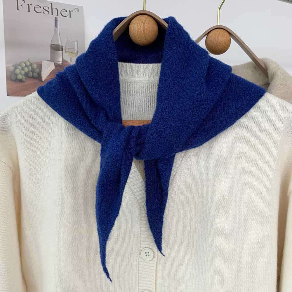 New Solid Color Knitted Triangle Scarf | Autumn Winter Warm Bandana Shawl | Versatile Neck Wrap & Headscarf