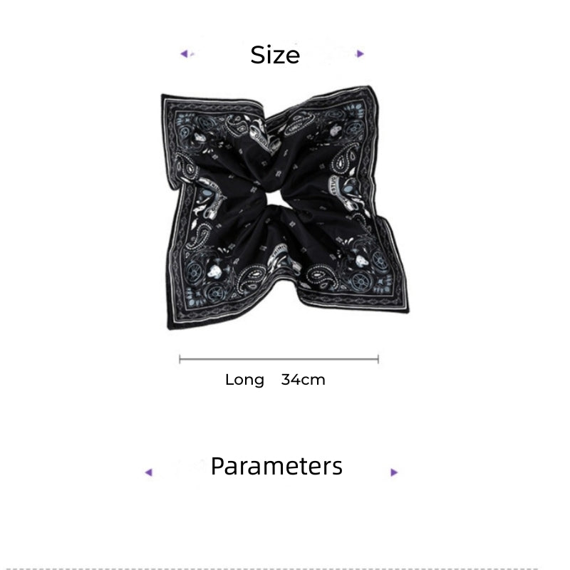 Vintage Scarf Scrunchie – New Silk Ribbon Ponytail Holder, Retro Square Hair Tie, Fashion Hair Accessory for Women