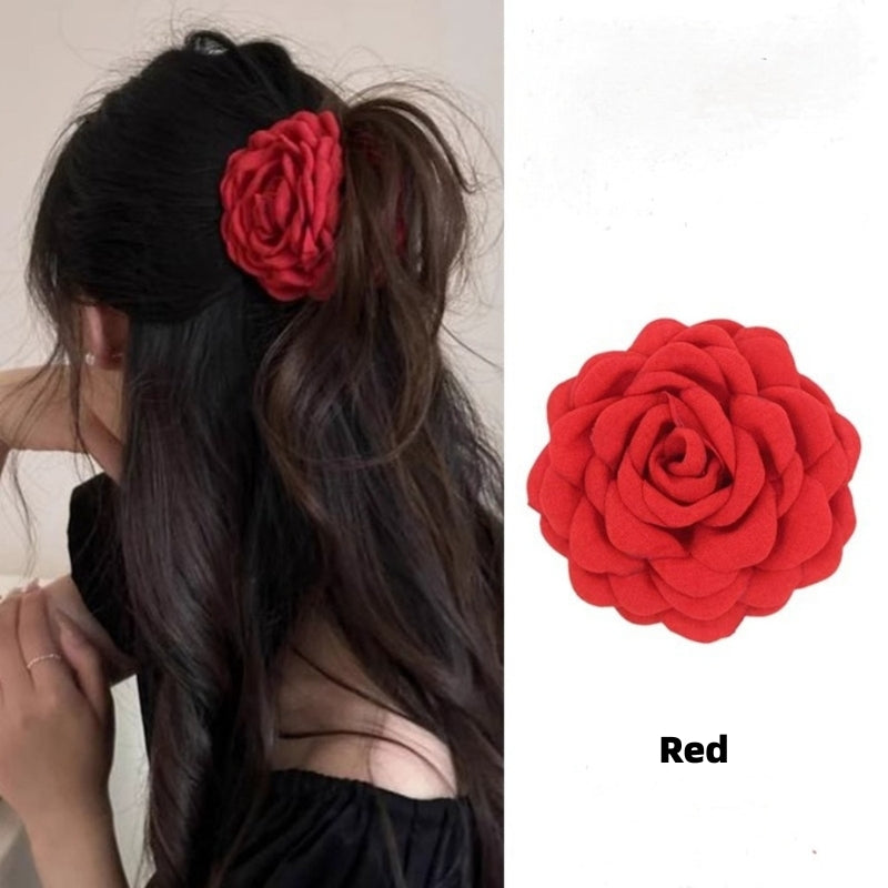 Blue Rose Flower Hair Claw Clip for Women – Floral Shark Clip, Large Hair Accessory for Vacation, Daily Wear, and Elegant Hairstyles