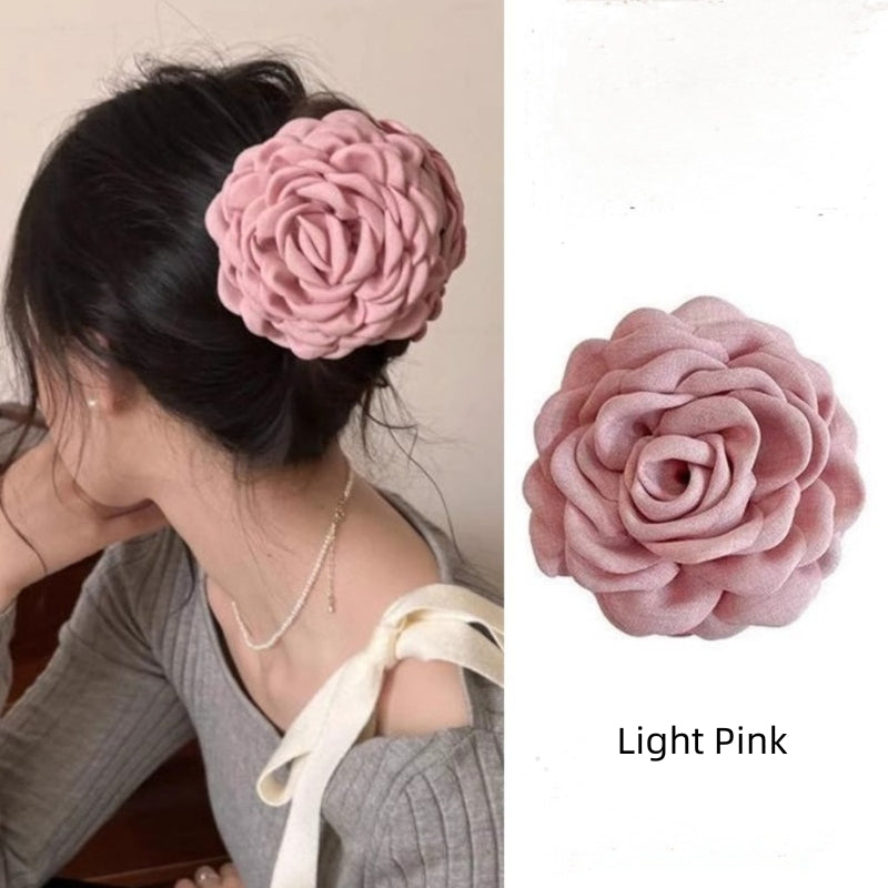 Blue Rose Flower Hair Claw Clip for Women – Floral Shark Clip, Large Hair Accessory for Vacation, Daily Wear, and Elegant Hairstyles