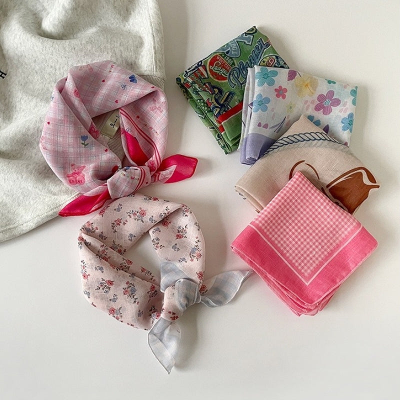 58cm Cotton Linen Small Square Scarf for Women – Lightweight Neck Scarf, Spring Summer Autumn Fashionable Headband & Neck Wrap, Artistic Style