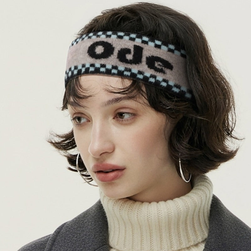Checkered Winter Headband for Men & Women – Trendy Knit Ear Warmer, High Elastic Fleece-Lined Sports Headband for Outdoor, Cycling, Street Dance & Cold Weather