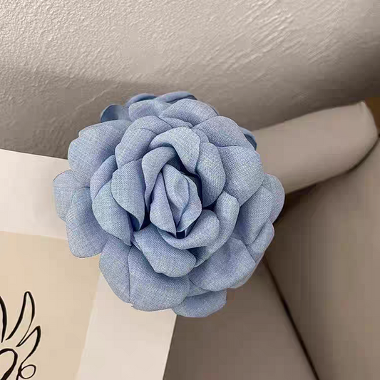 Blue Rose Flower Hair Claw Clip for Women – Floral Shark Clip, Large Hair Accessory for Vacation, Daily Wear, and Elegant Hairstyles