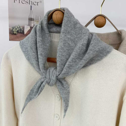 New Solid Color Knitted Triangle Scarf | Autumn Winter Warm Bandana Shawl | Versatile Neck Wrap & Headscarf
