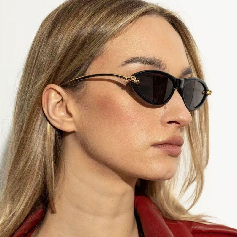 Cat Eye Sunglasses for Women – New Knot Rope Metal Temple Design, Stylish Vintage Shades with UV400 Protection