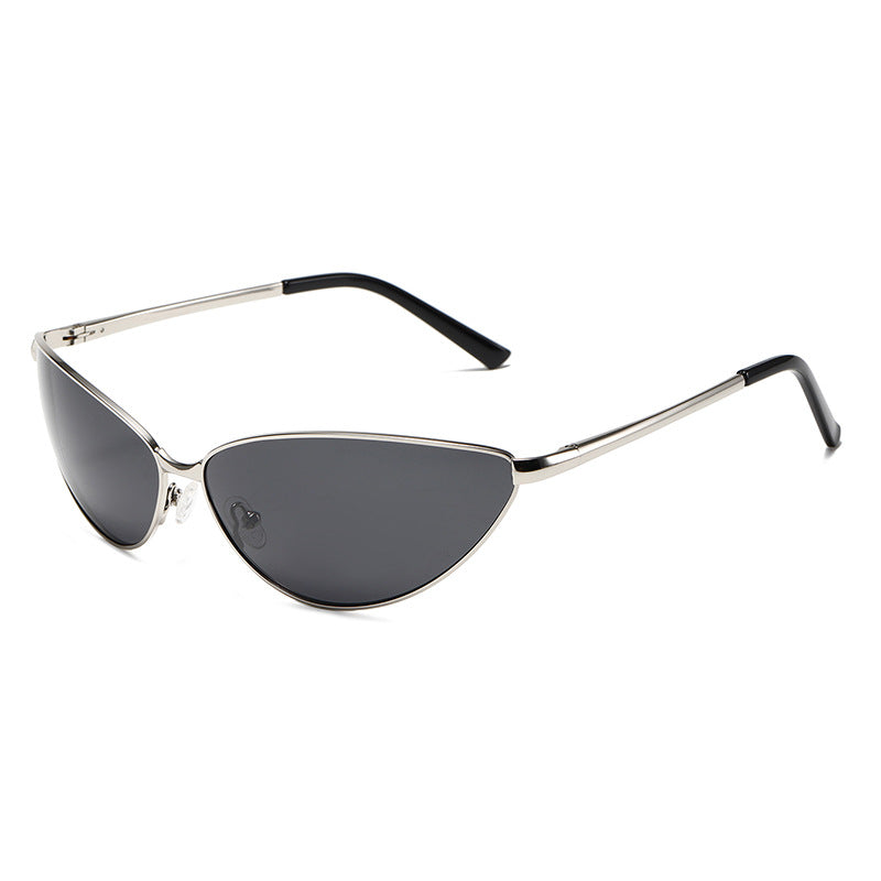 Polarized Metal Cat Eye Sunglasses for Women | Y2K Retro Futuristic Shades with Spring Hinges | UV400 Vintage Eyewear
