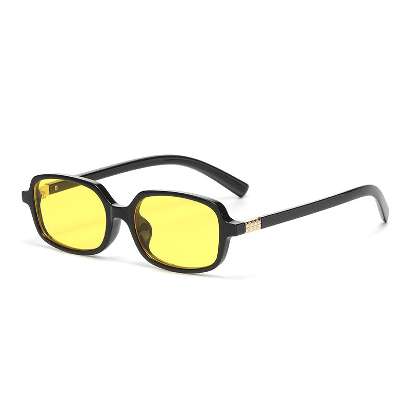 Small Square Frame Sunglasses – High-End Fashion Flat Glasses, Trendy European & American Style, Chic Non-Prescription Eyewear for Daily Wear
