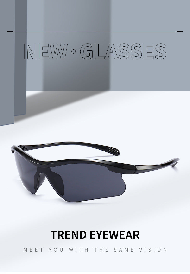Half Frame Sport Sunglasses for Men and Women – Trendy Outdoor Cycling Glasses, Windproof UV400 Protective Eyewear for Hiking, Running, and Driving