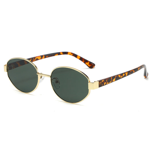 Vintage Oval Brown Sunglasses – High-End Metal Frame Retro Chic UV400 Eyewear for Women & Men
