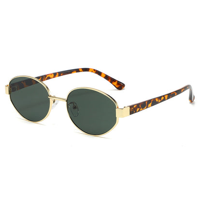 Vintage Oval Brown Sunglasses – High-End Metal Frame Retro Chic UV400 Eyewear for Women & Men