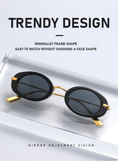 Fashion Oval Frame Sunglasses for Women – Retro European Style UV Protection Shades, Trendy Personality Vintage Sun Glasses