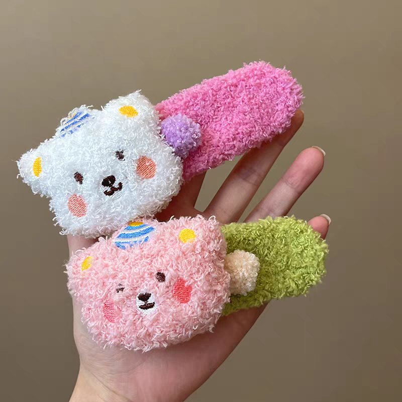 Plush Teddy Bear Hair Claw Clip for Girls – Cute Pudding Bear Alligator Clip, Large Fluffy Hair Accessory for 2025 Trendy Hairstyles