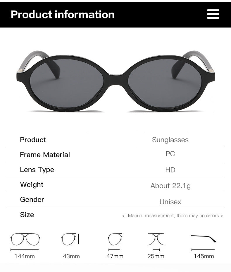 Blogger Style Oval Sunglasses – Nerd Chic Fashion Glasses with Blue Light Blocking