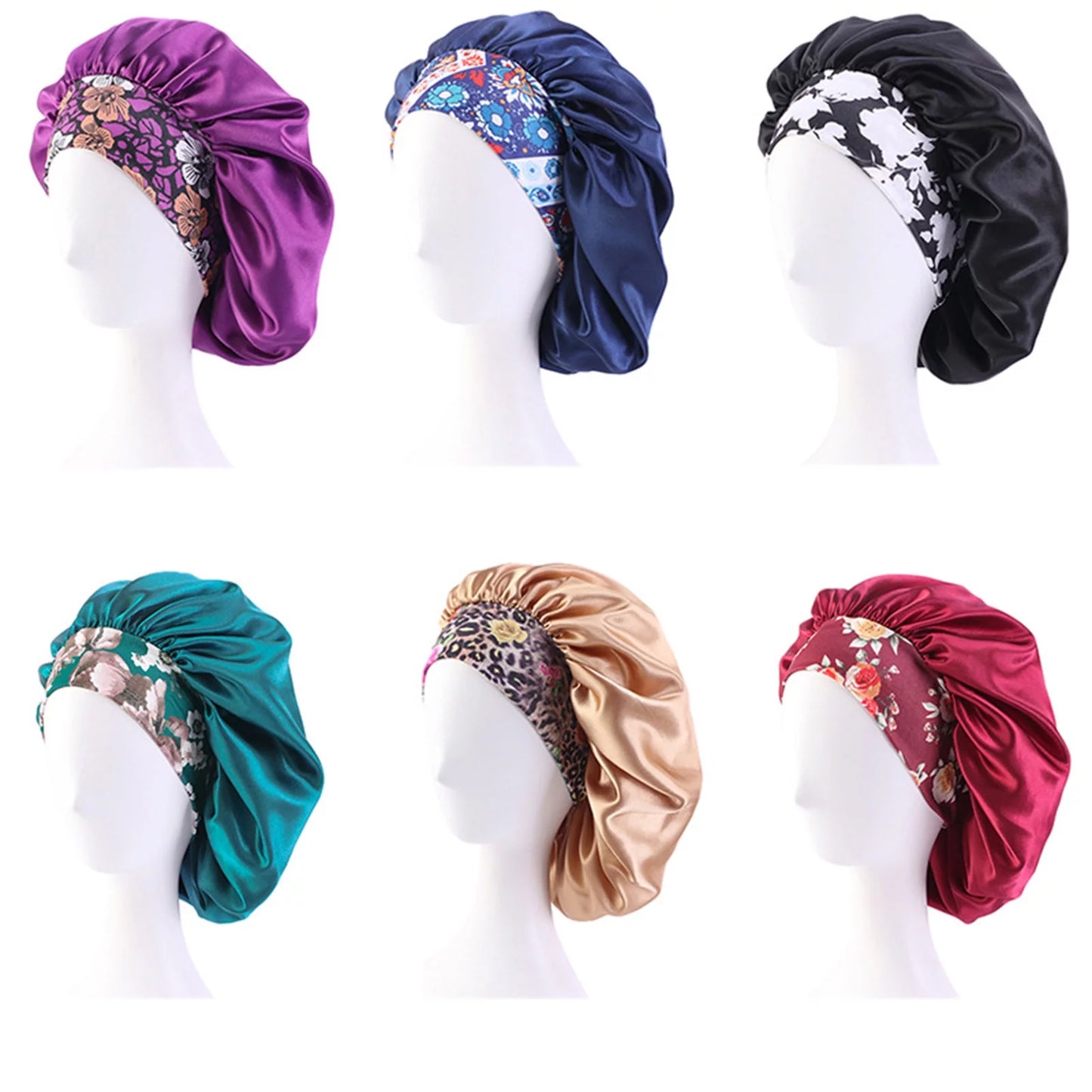 3 Pcs Hair Bonnets for Women, Satin Hair Bonnet for Sleeping, Silk Bonnet for Curly Hair, Satin Bonnet for Black Women Big Capacity(Gold)