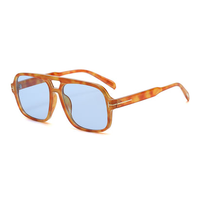Retro Double Bridge Stud Sunglasses – Unisex Fashion Street Style UV Protection Shades, High-End Vintage Metal Frame Sunglasses for Men and Women