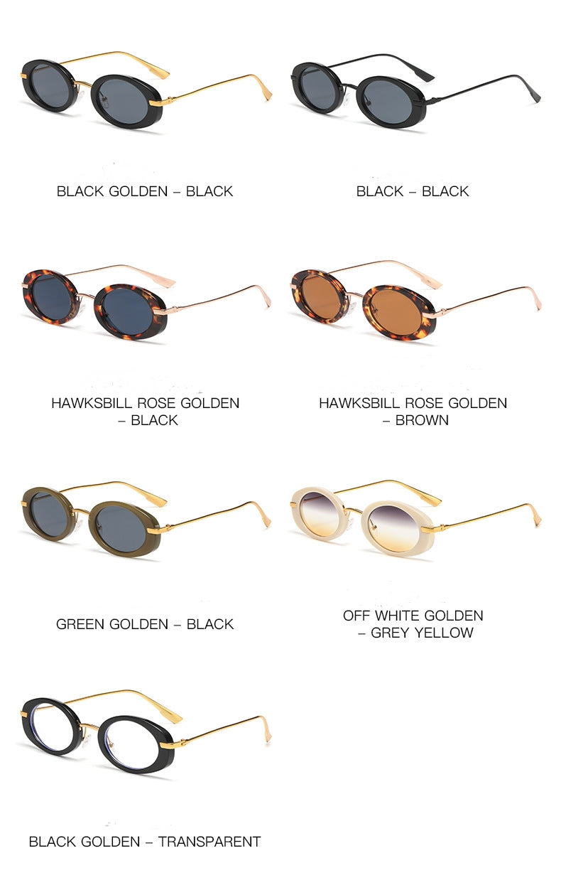 Fashion Oval Frame Sunglasses for Women – Retro European Style UV Protection Shades, Trendy Personality Vintage Sun Glasses