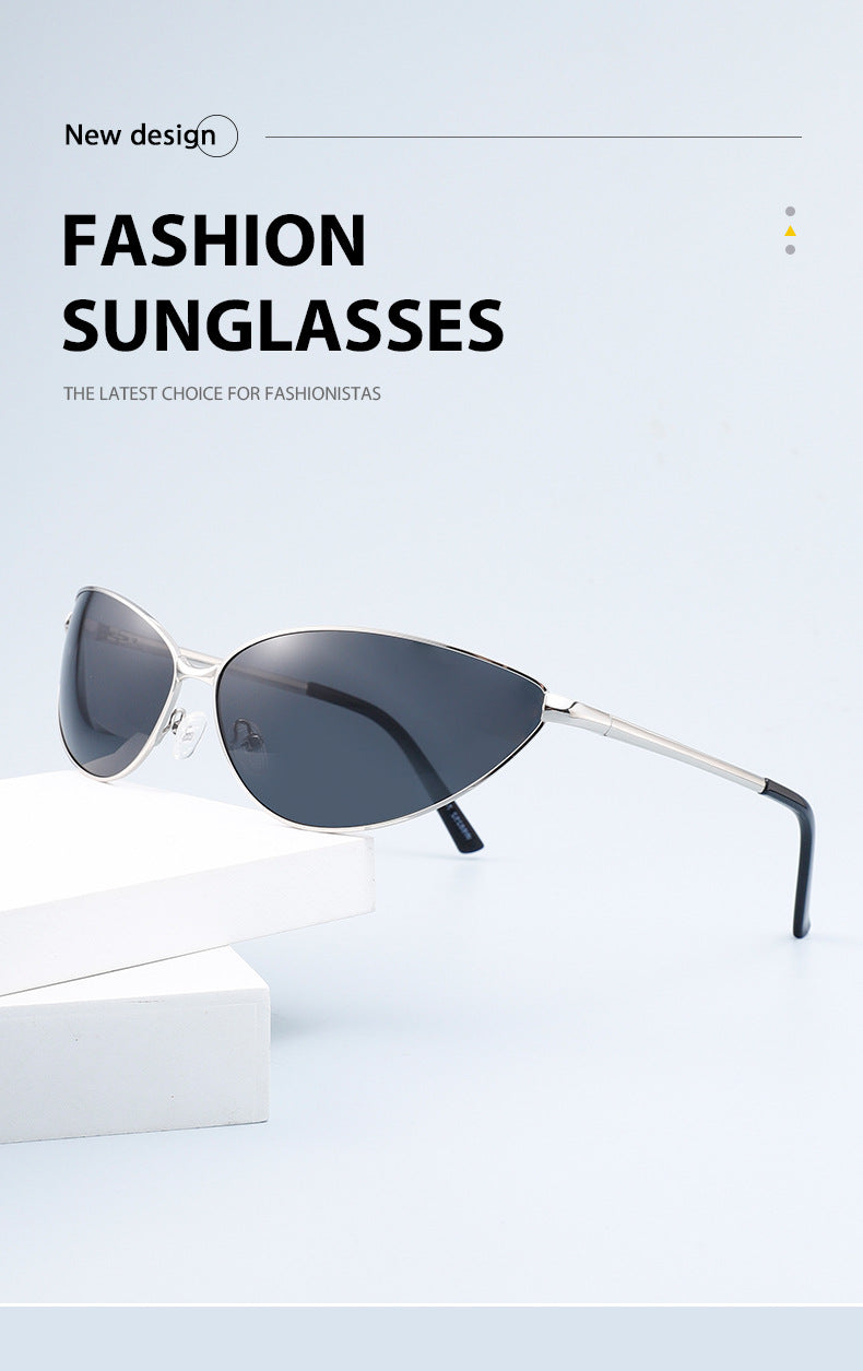 Polarized Metal Cat Eye Sunglasses for Women | Y2K Retro Futuristic Shades with Spring Hinges | UV400 Vintage Eyewear