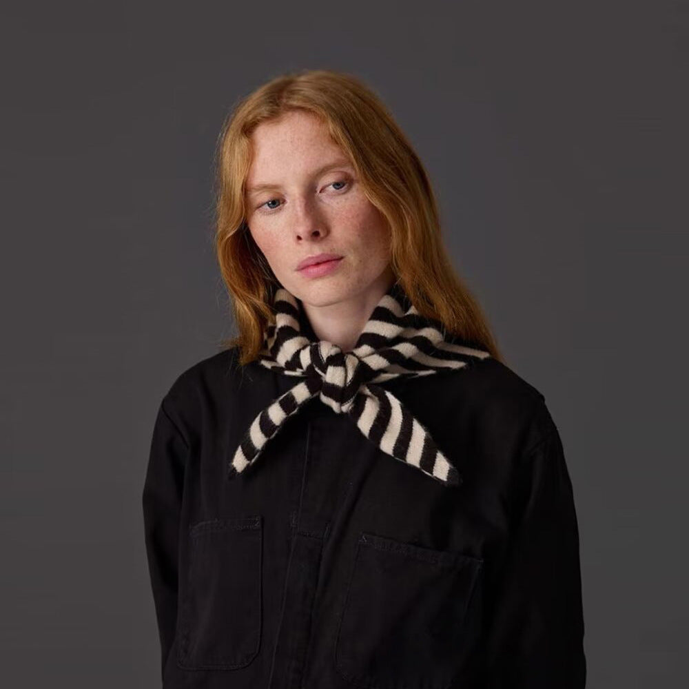 New Knitted Striped Triangle Scarf | Winter Fashion Bandana Shawl | Versatile Neck Warmer & Headscarf