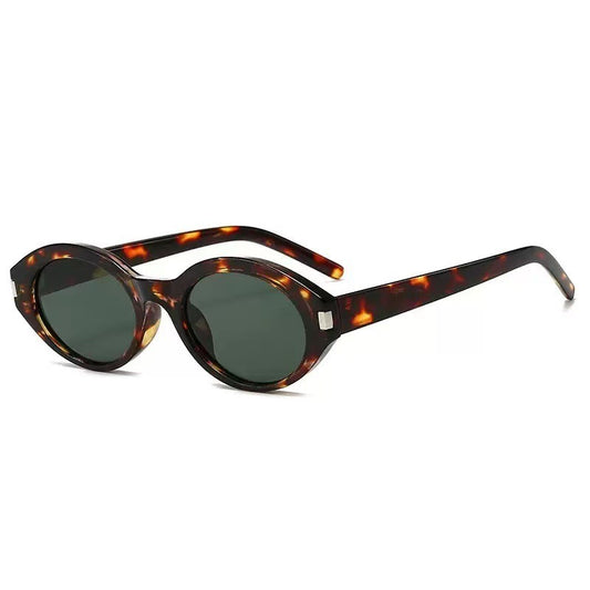 Retro Oval Sunglasses for Women Men – Fashion Blogger Style Nerd Glasses with Metal Block Decor, Vintage UV400 Protection Shades