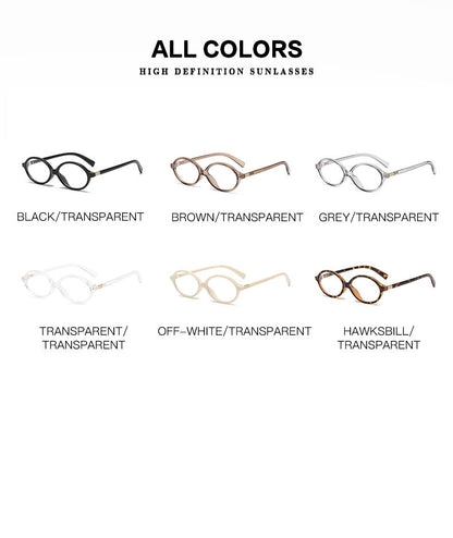 Blogger Style Oval Sunglasses – Nerd Chic Fashion Glasses with Blue Light Blocking