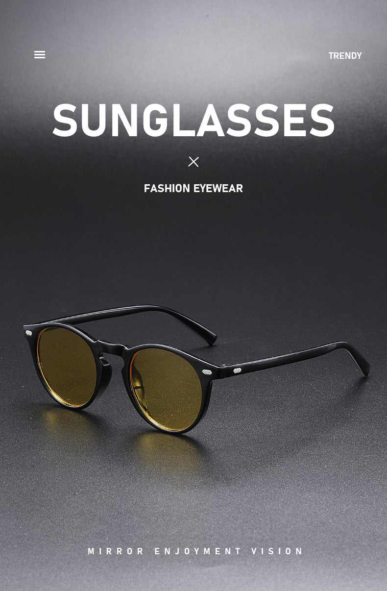 Korean Style Oval Stud Sunglasses – Fashion Retro UV Protection Shades, Unisex High-End Trendy Oval Frame Sun Glasses for Men and Women