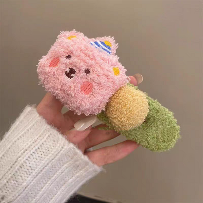 Plush Teddy Bear Hair Claw Clip for Girls – Cute Pudding Bear Alligator Clip, Large Fluffy Hair Accessory for 2025 Trendy Hairstyles