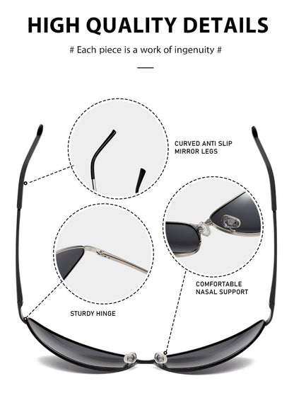 Polarized Metal Cat Eye Sunglasses for Women | Y2K Retro Futuristic Shades with Spring Hinges | UV400 Vintage Eyewear