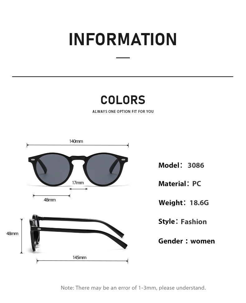 Korean Style Oval Stud Sunglasses – Fashion Retro UV Protection Shades, Unisex High-End Trendy Oval Frame Sun Glasses for Men and Women