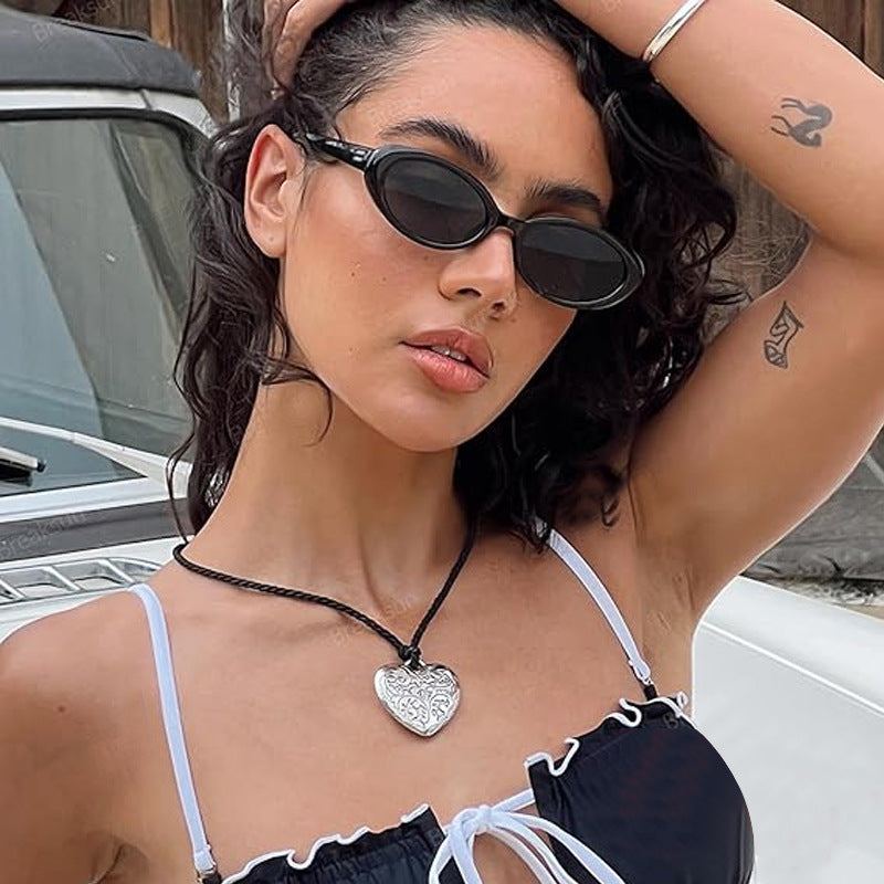 Trending Oval Sunglasses – Retro Hip Hop Small Frame Shades, UV Protection Street Style Sunglasses for Men and Women, Blogger-Inspired Fashion Eyewear