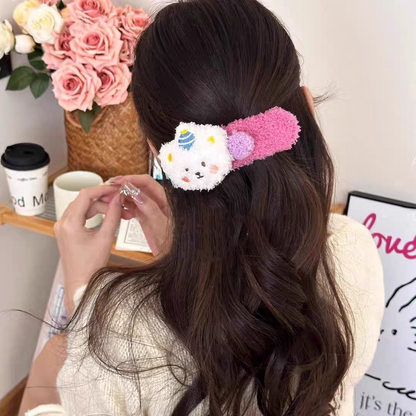 Plush Teddy Bear Hair Claw Clip for Girls – Cute Pudding Bear Alligator Clip, Large Fluffy Hair Accessory for 2025 Trendy Hairstyles