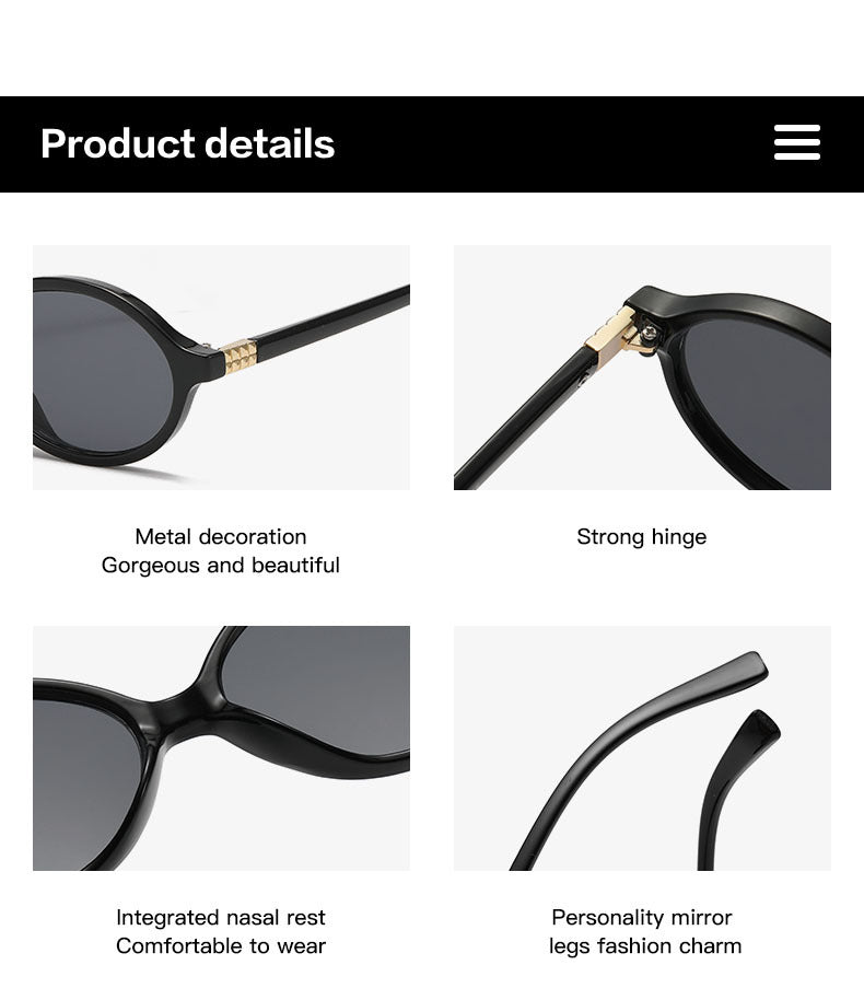 Blogger Style Oval Sunglasses – Nerd Chic Fashion Glasses with Blue Light Blocking