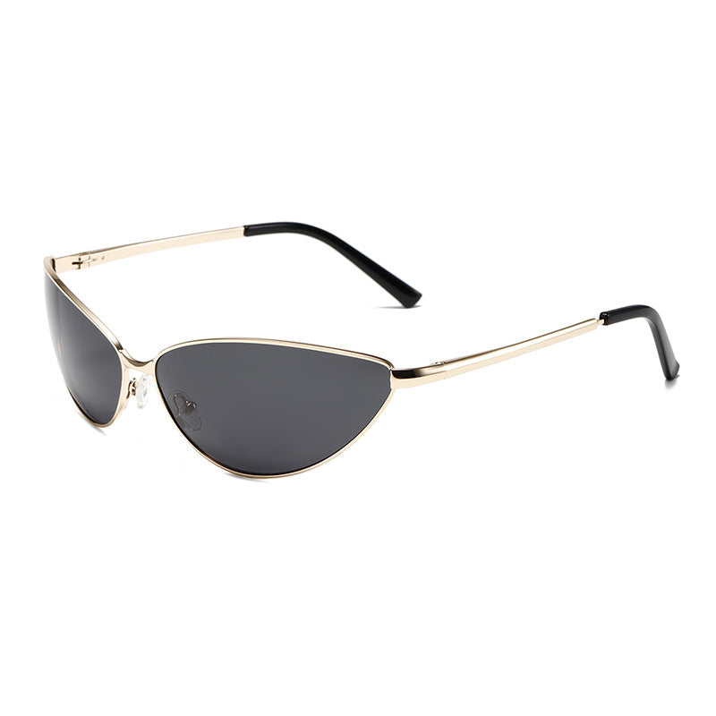 Polarized Metal Cat Eye Sunglasses for Women | Y2K Retro Futuristic Shades with Spring Hinges | UV400 Vintage Eyewear