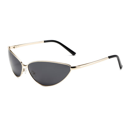 Polarized Metal Cat Eye Sunglasses for Women | Y2K Retro Futuristic Shades with Spring Hinges | UV400 Vintage Eyewear