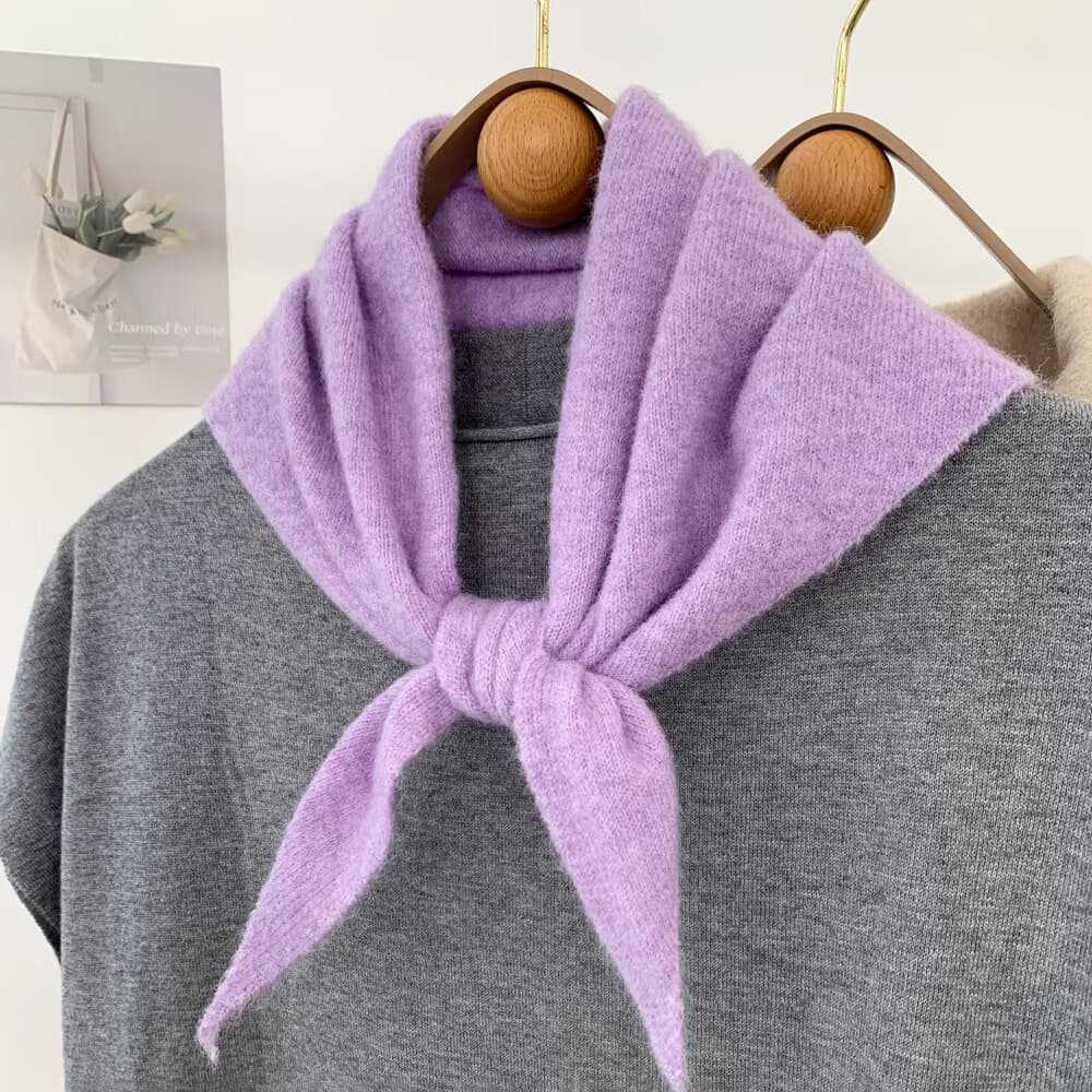 New Solid Color Knitted Triangle Scarf | Autumn Winter Warm Bandana Shawl | Versatile Neck Wrap & Headscarf