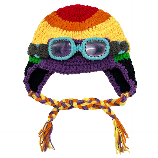 Detachable Knit Aviator Hat with Ear Flaps – Funny Winter Beanie, Warm Face-Slimming Knitted Cap for Women & Men